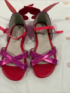 Sophia Webster Girls' Pink & Fuchsia Glitter Butterfly Strap Sandals